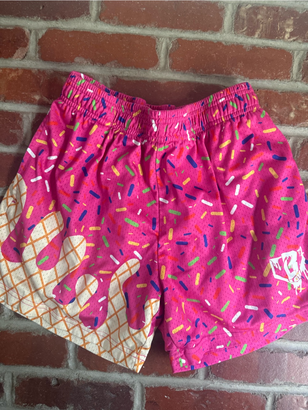 Kids Bright Pink Ice Cream Sprinkles Athletic Shorts